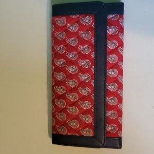 Vera Bradley large red & blue paisley trifold wallet